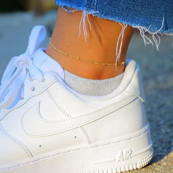 💛GORGEOUS ROUNDED BEADS ANKLET ESSENTIAL CHAIN SOLID GOLD BRACELET, ELDM22337 - Picture 12 of 13